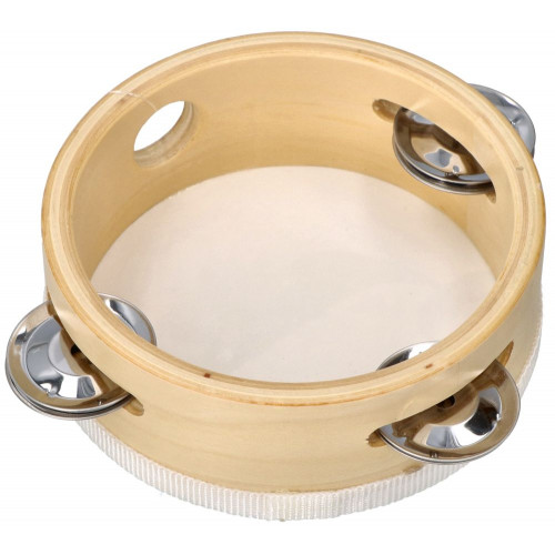 Detská drevená tamburína Veľryba - biela/modrá