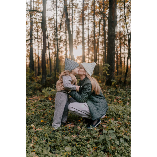 BABY NELLYS Zimná nadčasová čiapka Mom and Baby, šedá