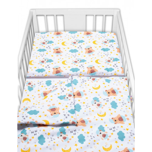 3-dielna sada - mantinel s obliečkami Sny medvedíkov - hnedá, biela, 135x100 cm