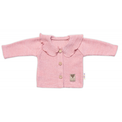Pletený svetrík s volánikom Girl, Baby Nellys, púdrovo ružová, veľ. 74