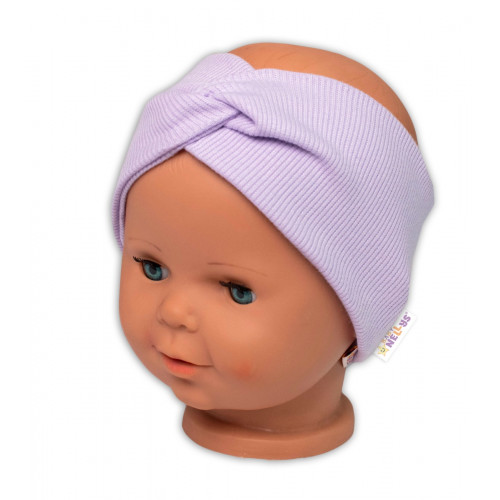 Baby Nellys Hand Made Dvojvrstvová rebrovaná čelenka, lila