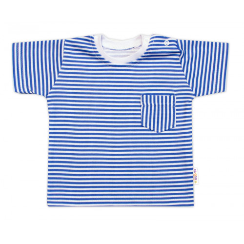 Tričko s vreckom, kr. rukáv + kraťasky, 2D, Baby Nellys, bavlna, prúžok/granát, veľ. 86