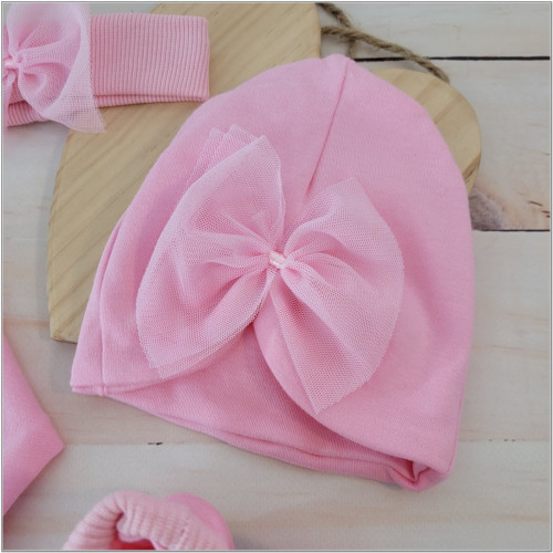 5-dielna súpravička sukničkobody, panč., čiapka, čelenka, topánky - růžová, Veľ. 74