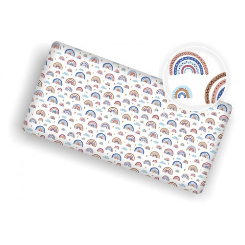Bavlnená prestieradlo  70 x 140 cm - Dúha, pastelová/biela