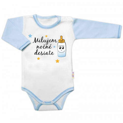 Body dl.rukáv s vtip. textom Baby Nellys, Milujem nočné desiate, veľ. 86, chalan
