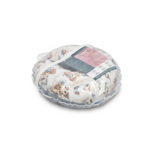 Dojčiaci vankúš, podkova, mušelín, bavlna - Dráčik, modrý, jeans