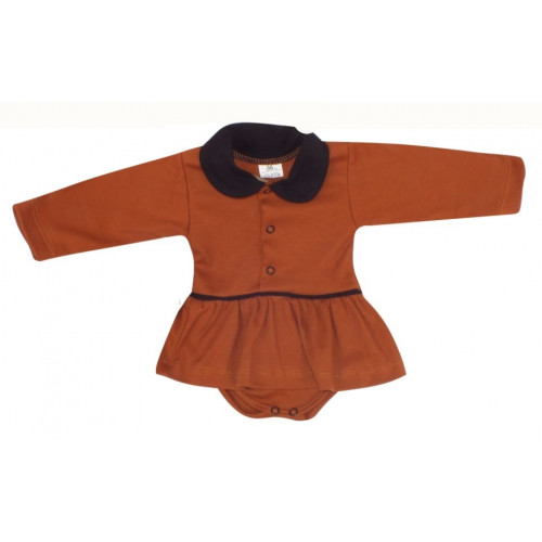 Z&Z Sukničkobody dlhý rukáv s golierom - čokoládá