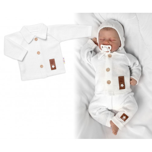 Pletený svetrík s gombíkmi Boy, Baby Nellys, biely, veľ. 62