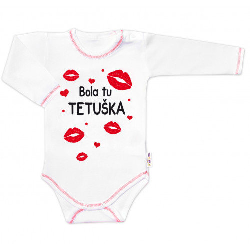 Body dlhý rukáv s vtipným textom Baby Nellys, Bola tu TETUŠKA, veľ. 62
