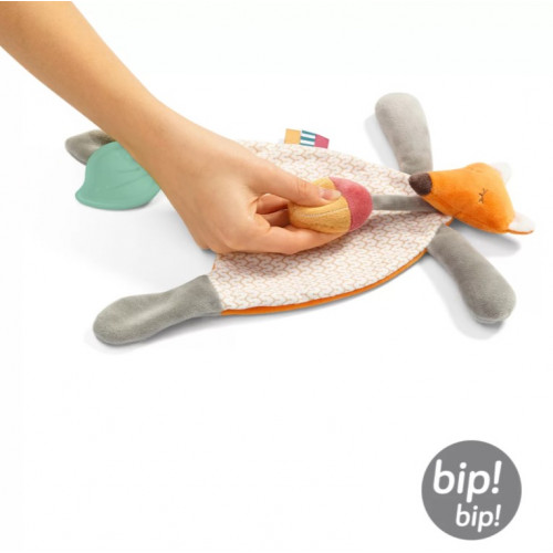 BabyOno Prítulníček s pískatkom a hryzátkom- Skinny Mate Pett, sivá, oranžová