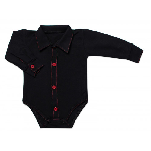 Dojčenské body, košeľa Mrofi, dl. rukáv zapínanie uprostred - granát, veľ. 68