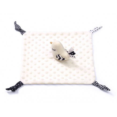 Prítulníček, maznáčik/šustík minky, Little Birdie, 25 x 25 cm