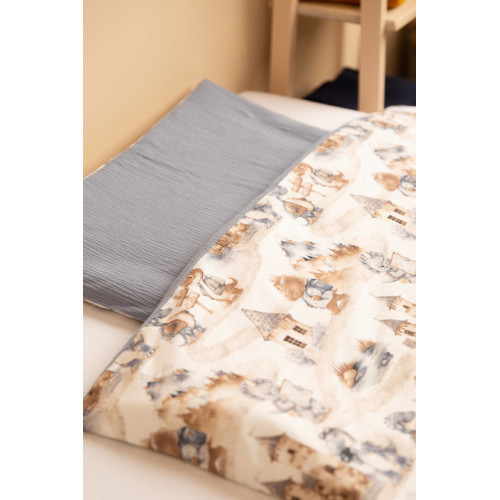 Mušelínové obliečky do postieľky 135x100, Dráčik modrý, jeans