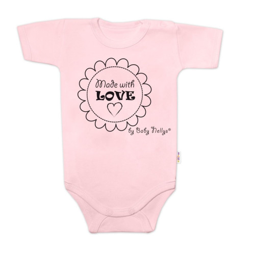 Body krátky rukáv Baby Nellys, Made with love, ružové, veľ. 68