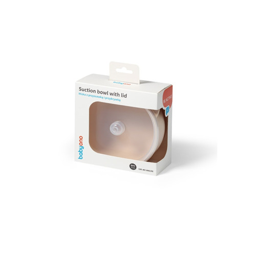 Silikónová miska s prísavkou a viečkom - béžová