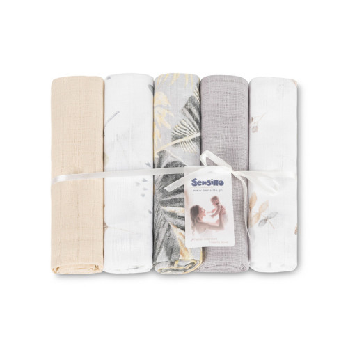 Tetra plienky Basic 70×80 cm Floral grey - sada 5 ks, 100% bavlna