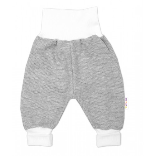 3-dielna súprava Hand made, pletený kabátik, kalhoty a topánočky, sivá, veľ.68