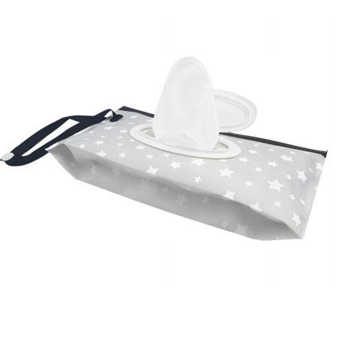 Puzdro/obal na vlhčené obrúsky, Hviezdičky - šedá, biela