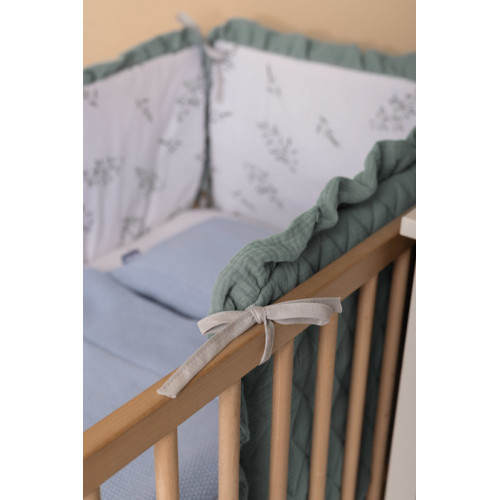 Mantinel do postieľky, mušelín 180x40cm (3x60x40cm) - Lúka, khaki