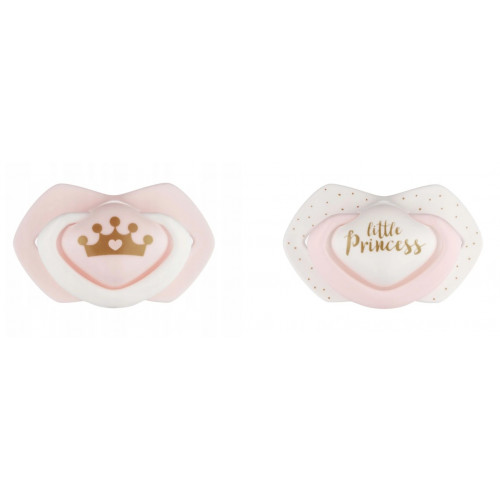 Canpol Babies Sada 2 ks symetrických silikónových cumlíkov, 0-6m +, Little princess, ružov