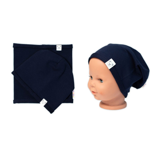 Čiapka s nákrčníkom bavlna, Little Bear, Baby Nellys, granátová, veľ. 92/98