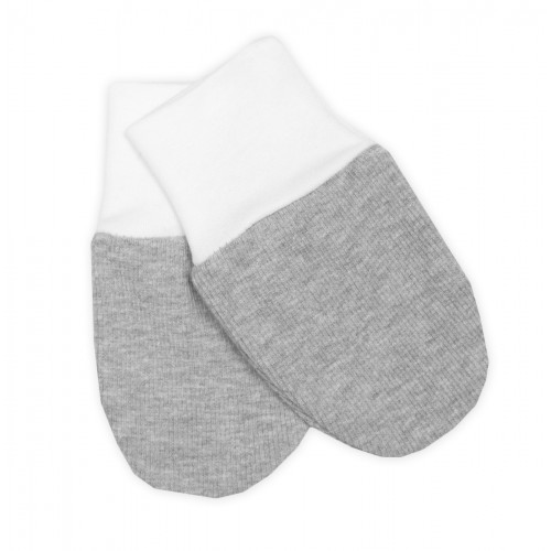 Rebrovaná sada, Star 5D, body, polodupačky, kabátik, čiapka, rukavice - sivá, biela