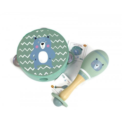 Detská tamburína medved - modrá