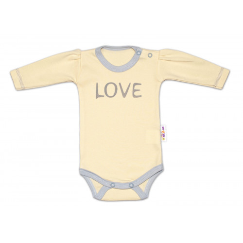 Baby Nellys Body dlhý rukáv Love - žltý, veľ. 74