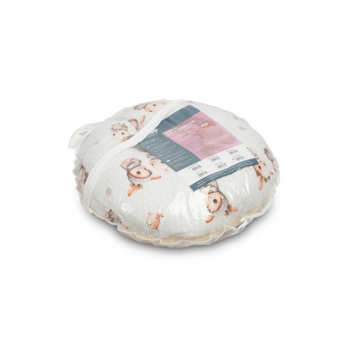 Dojčiaci vankúš, podkova, mušelín, bavlna, Králičci, béžový