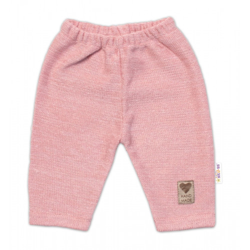 Pletené nohavice Hand Made Girl, Baby Nellys, ružové, veľ. 74