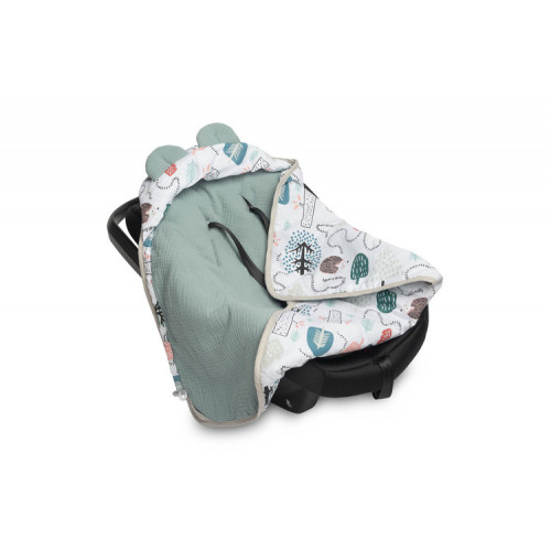 Zavinovačka 2v1 do autosedačky, kočíka, mušelín, bavlna - Ježko Toník, zelená