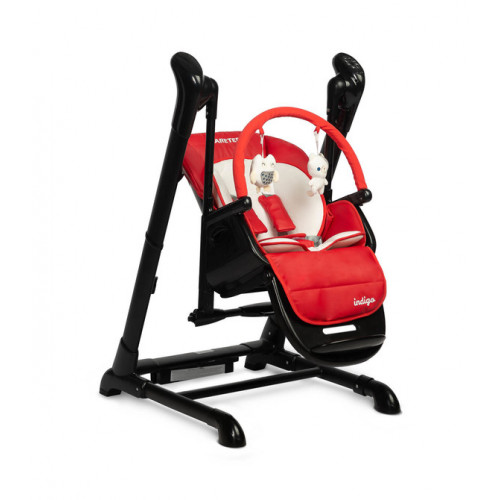 Jedálenská stolička, hojdačka 2 v 1, Indigo - černá, červená