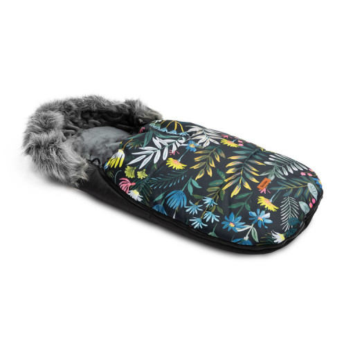 Prešívaný fusák s kožušinou SENSILLO OLAF - čierny s kvety