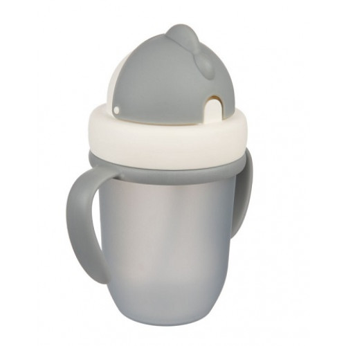 Canpol babies Hrnček so silikónovou slamkou -šedý, 210 ml