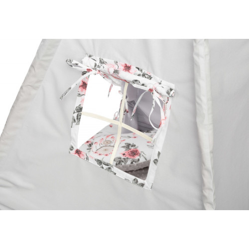 Týpi stan s výbavou - šedý, lapače snov