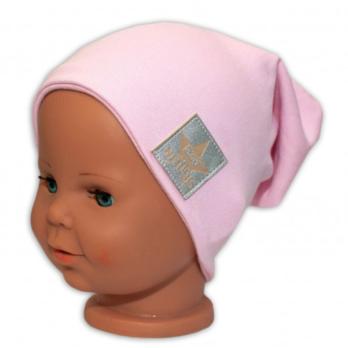 Baby Nellys Hand Made Jarná/jesenná bavlnená čiapka - dvojvrstvová, sv. růžová, vel. 110