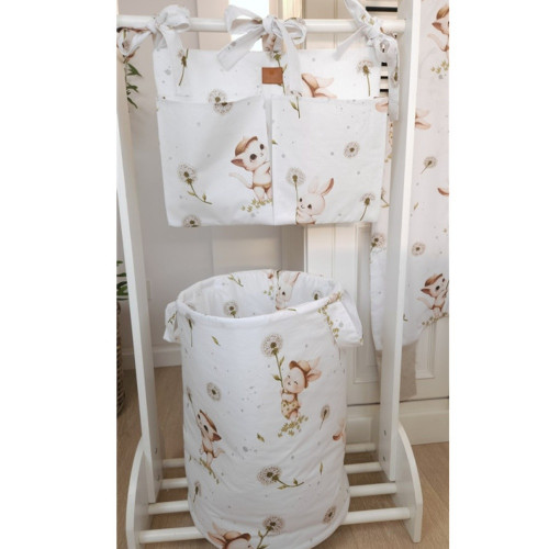 Kôš na hračky, bavlna, 50x35cm, Kocúrik a púpava - biela