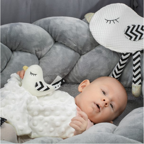 Prítulníček, maznáčik/šustík minky, Little Birdie, 25 x 25 cm