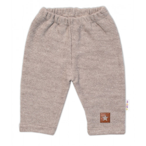Pletené nohavice Hand Made Boy, Baby Nellys, béžové, veľ. 68