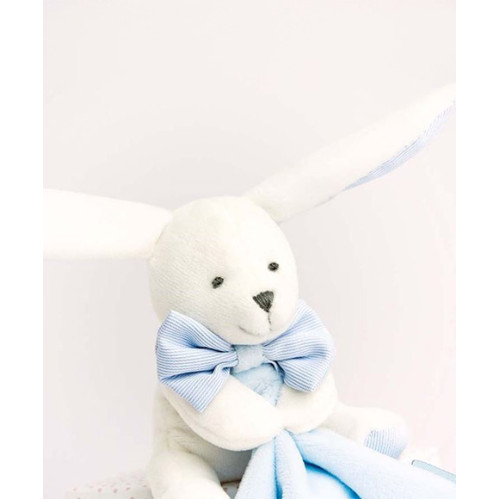 Doudou Darčeková sada modrá - zajačik s muchláčikom 10 cm