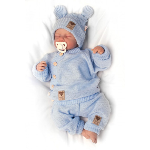 Pletené dojčenské nohavice Hand Made Baby Nellys, modré, veľ. 80/86