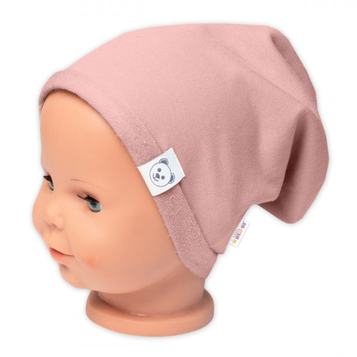 Čiapka s nákrčníkom bavlna, Little Bear, Baby Nellys, púdrová, veľ. 98/134