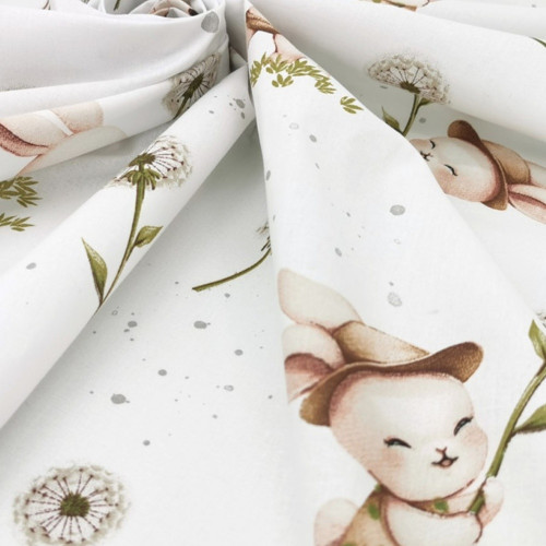 Letný spací vak so zahrnovacími nohavičkami, bavlna, Kocúrik a púpava - biela, veľ. M