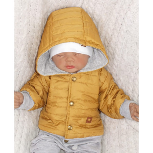 Z&Z Prechodová prešívaná bundička s kapucňou - horčicová