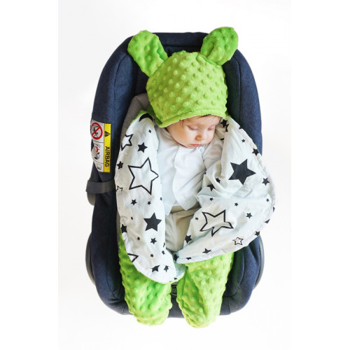 Baby Nellys Fusak, spacáček do autosedačky alebo kočíka s uškami, Minky - syto růžová