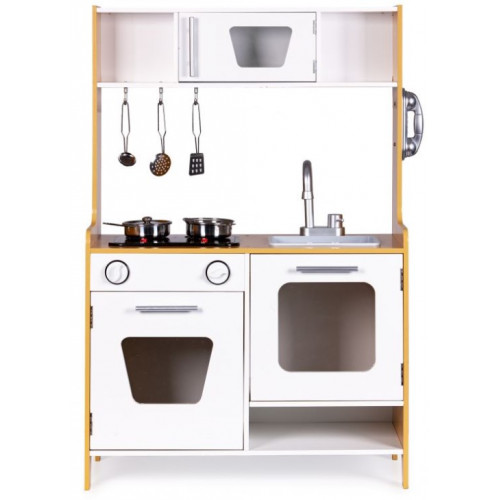 Eco Toys Drevená detská Retro kuchynka so svetlom a zvukom