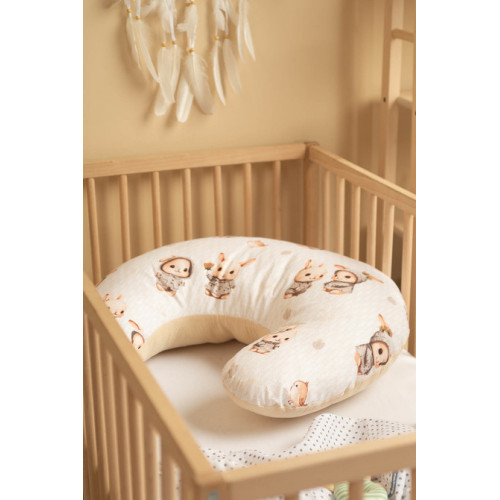Dojčiaci vankúš, podkova, mušelín, bavlna, Králičci, béžový