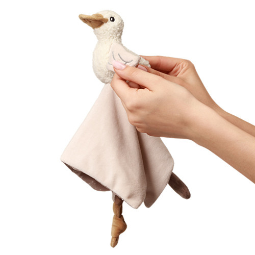 Plyšová hračka/prítulníček GOOSE ZOE držiakom na cumlík, krémový