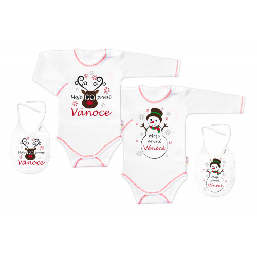 Baby Nellys Body dlhý rukáv Moje první Vánoce, Sob, biele, veľ. 86