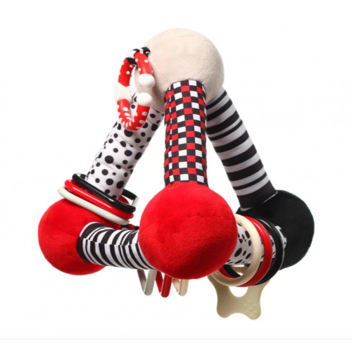 Plyšová edukačná hračka Tiny Yoga Triangle C - More Collection - čierna/červená